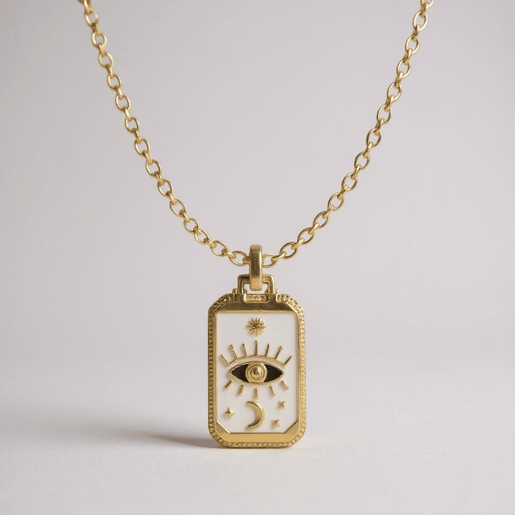 Tarot Card Evil Eye White Necklace - Necklace