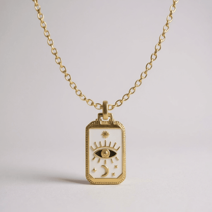 Tarot Card Evil Eye White Necklace - Necklace