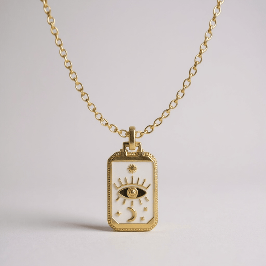 Tarot Card Evil Eye White Necklace - Necklace