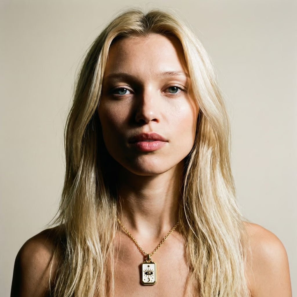 Tarot Card Evil Eye White Necklace - Necklace