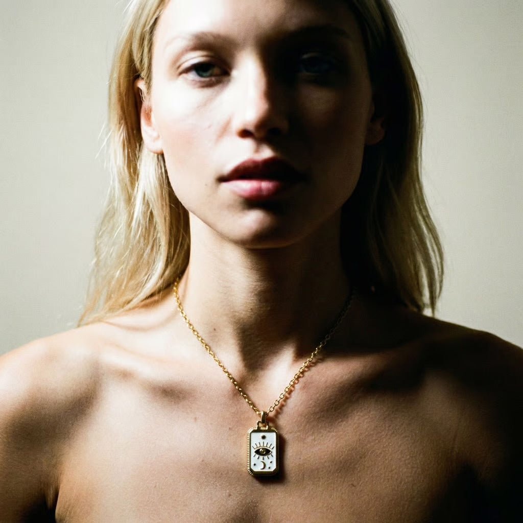 Tarot Card Evil Eye White Necklace - Necklace