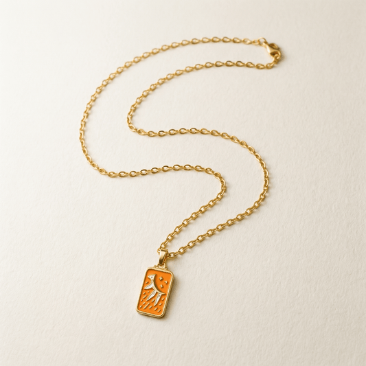 Tarot Card The Sun Vivid Mandarin Necklace - Necklace