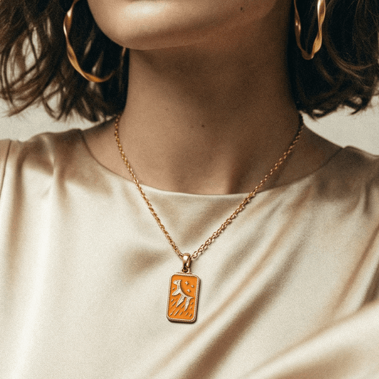 Tarot Card The Sun Vivid Mandarin Necklace - Necklace