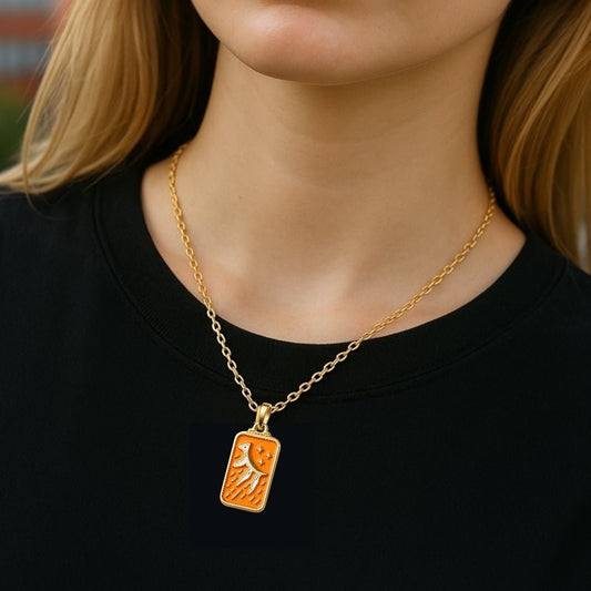 Tarot Card The Sun Vivid Mandarin Necklace - Necklace