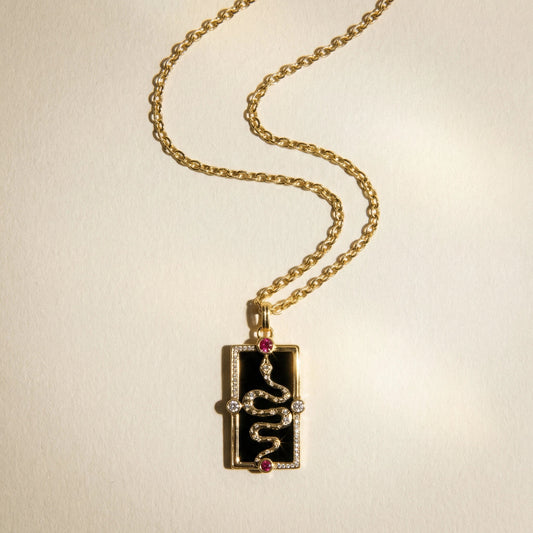 Tarot Snake Gold and Black Necklace - Necklace