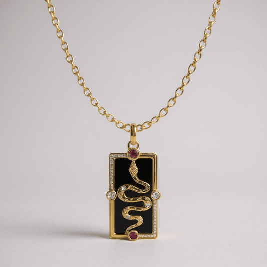 Tarot Snake Gold and Black Necklace - Necklace