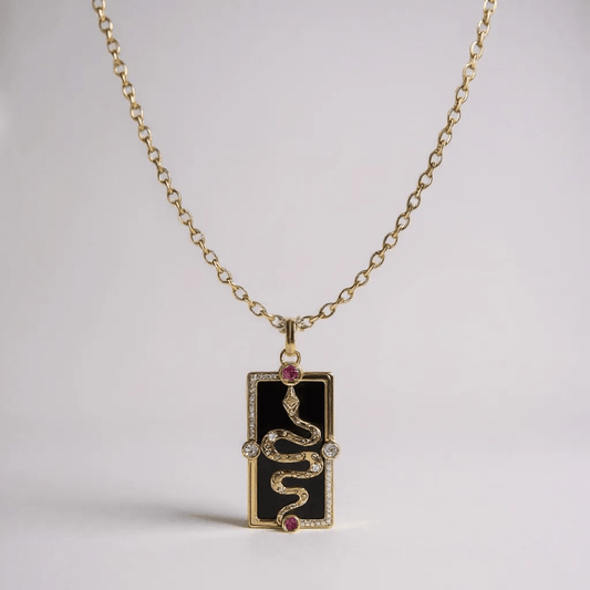 Tarot Snake Gold and Black Necklace - Necklace
