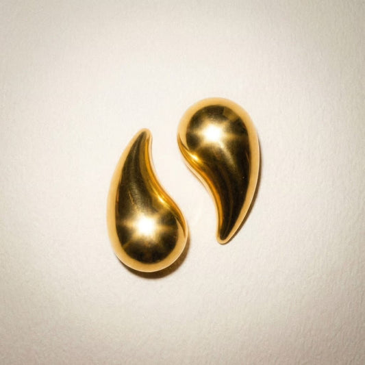 Teardrop Large Gold Earrings - earrings
