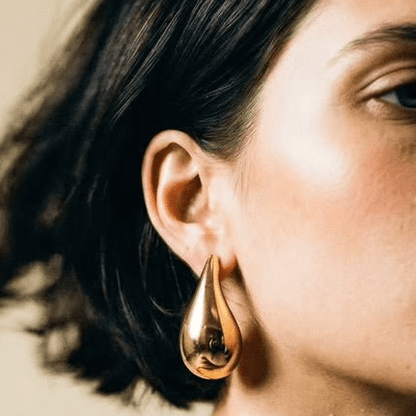 Teardrop Large Gold Earrings - earrings