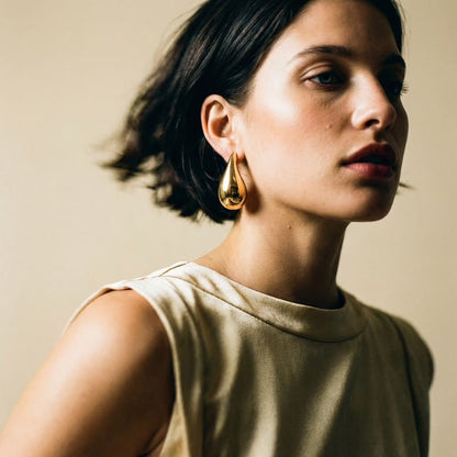 Teardrop Large Gold Earrings - earrings