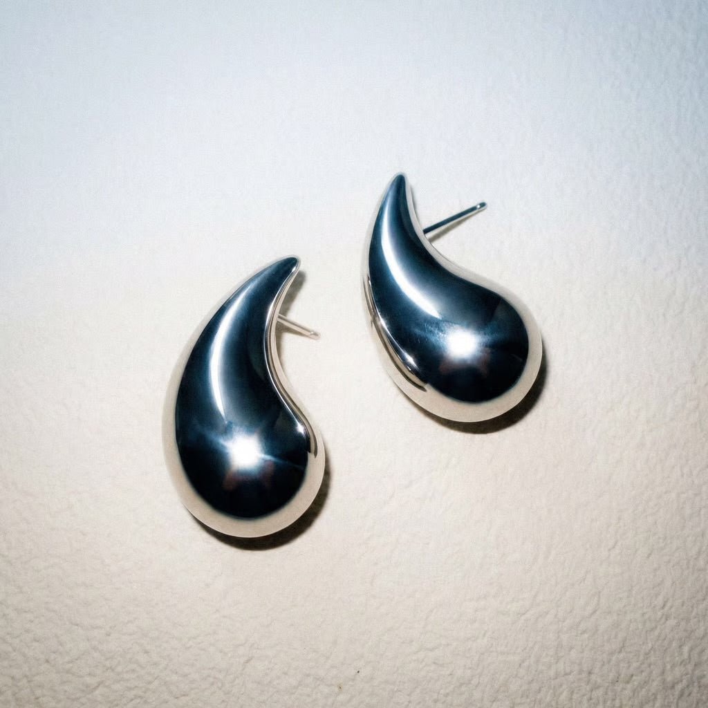 Teardrop Large Silver Earrings - earrings