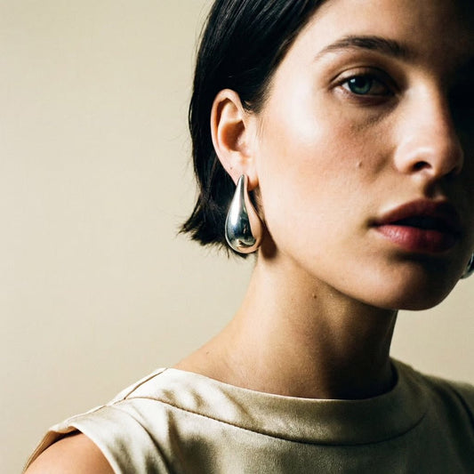 Teardrop Large Silver Earrings - earrings