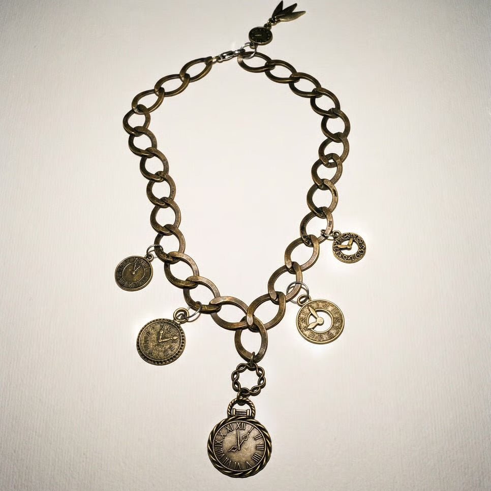 Tick Tock Vintage Brass Necklace - Necklace
