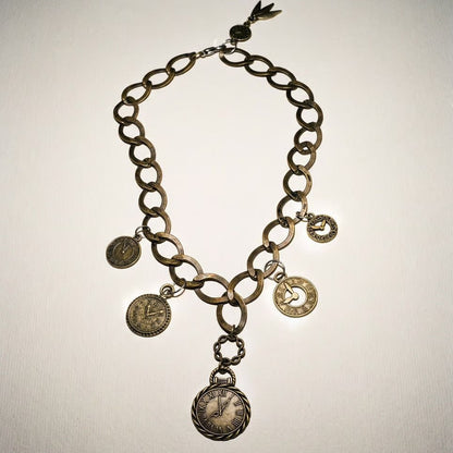 Tick Tock Vintage Brass Necklace - Necklace
