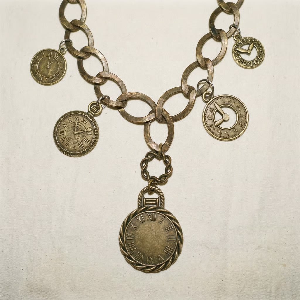 Tick Tock Vintage Brass Necklace - Necklace