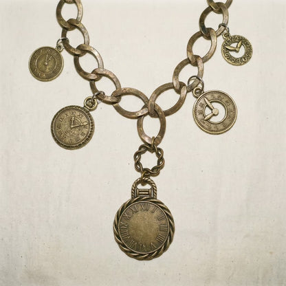 Tick Tock Vintage Brass Necklace - Necklace