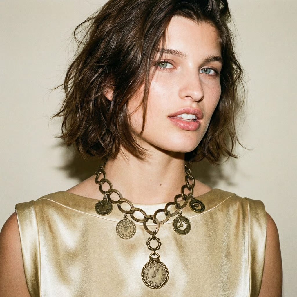 Tick Tock Vintage Brass Necklace - Necklace