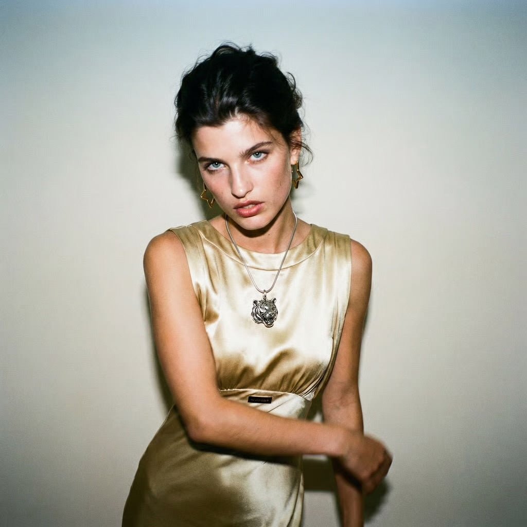 Tiger Head Sterling Silver Necklace - 