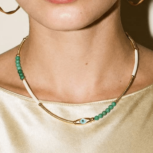 Tiny Dancer Beaded Evil Eye Necklace - 