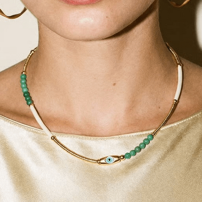Tiny Dancer Beaded Evil Eye Necklace - 