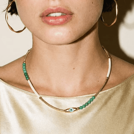 Tiny Dancer Beaded Evil Eye Necklace - 