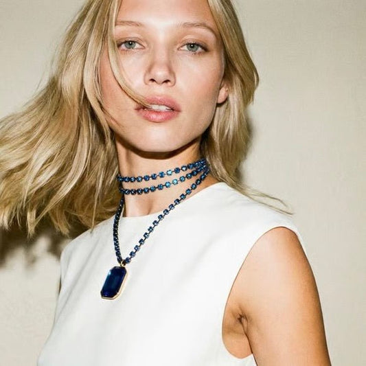 True Blue Vintage Statement Necklace - Necklace