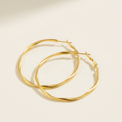 Twist It 18k Gold Plated Hoop Earrings - earrings