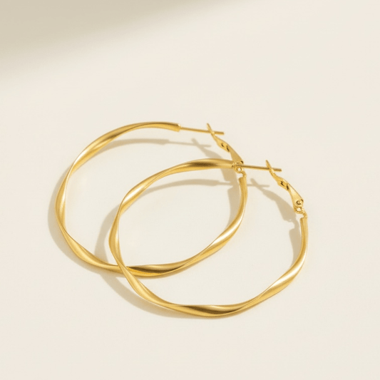 Twist It 18k Gold Plated Hoop Earrings - earrings