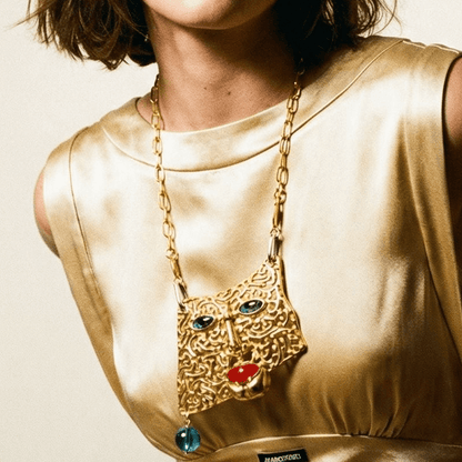 Vintage 1 of 1 Salvador Gold Statement Necklace - 