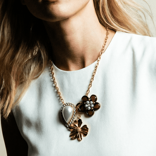 Vintage Bespoke Autumn Blooms Necklace and Brooch - 