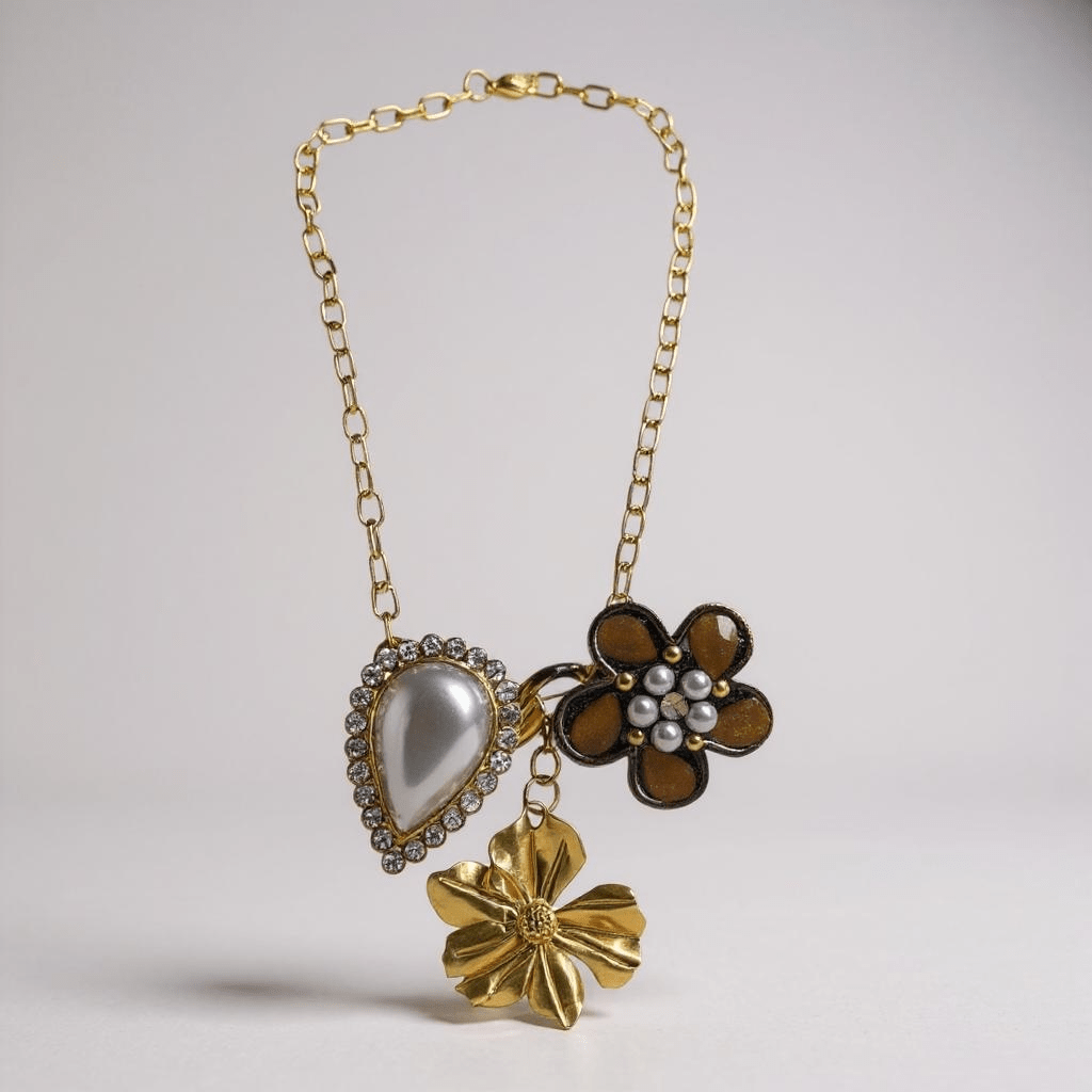 Vintage Bespoke Autumn Blooms Necklace and Brooch - 