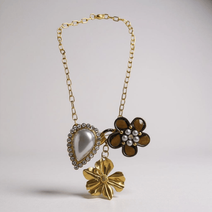 Vintage Bespoke Autumn Blooms Necklace and Brooch - 