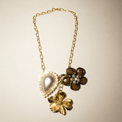 Vintage Bespoke Autumn Blooms Necklace and Brooch - 