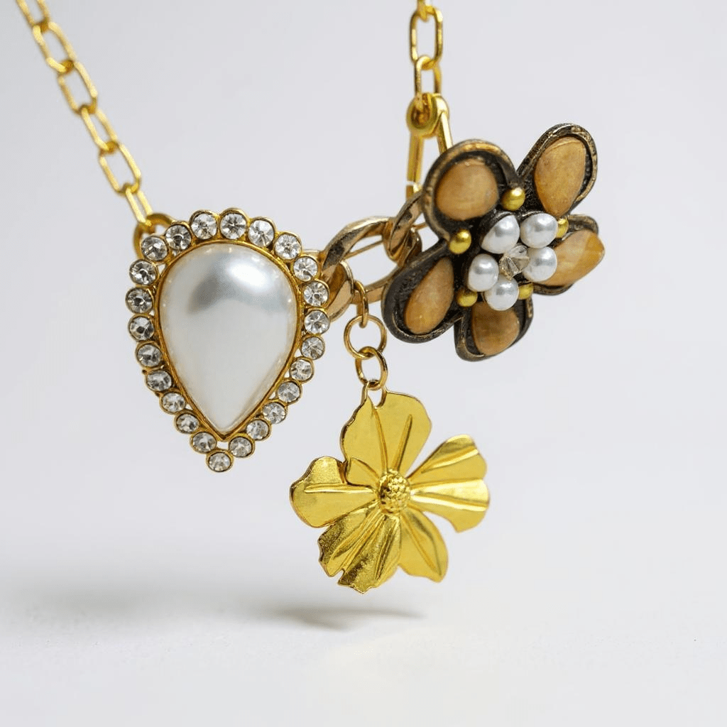 Vintage Bespoke Autumn Blooms Necklace and Brooch - 
