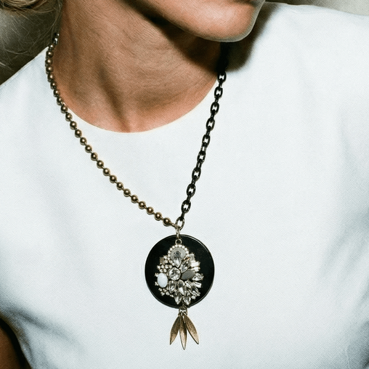 Vintage Bespoke Black Cluster Necklace One of One - 