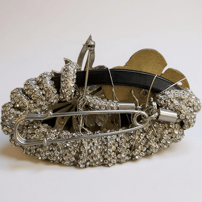 Vintage Bespoke Black Rose and Marcasite Brooch - Brooch