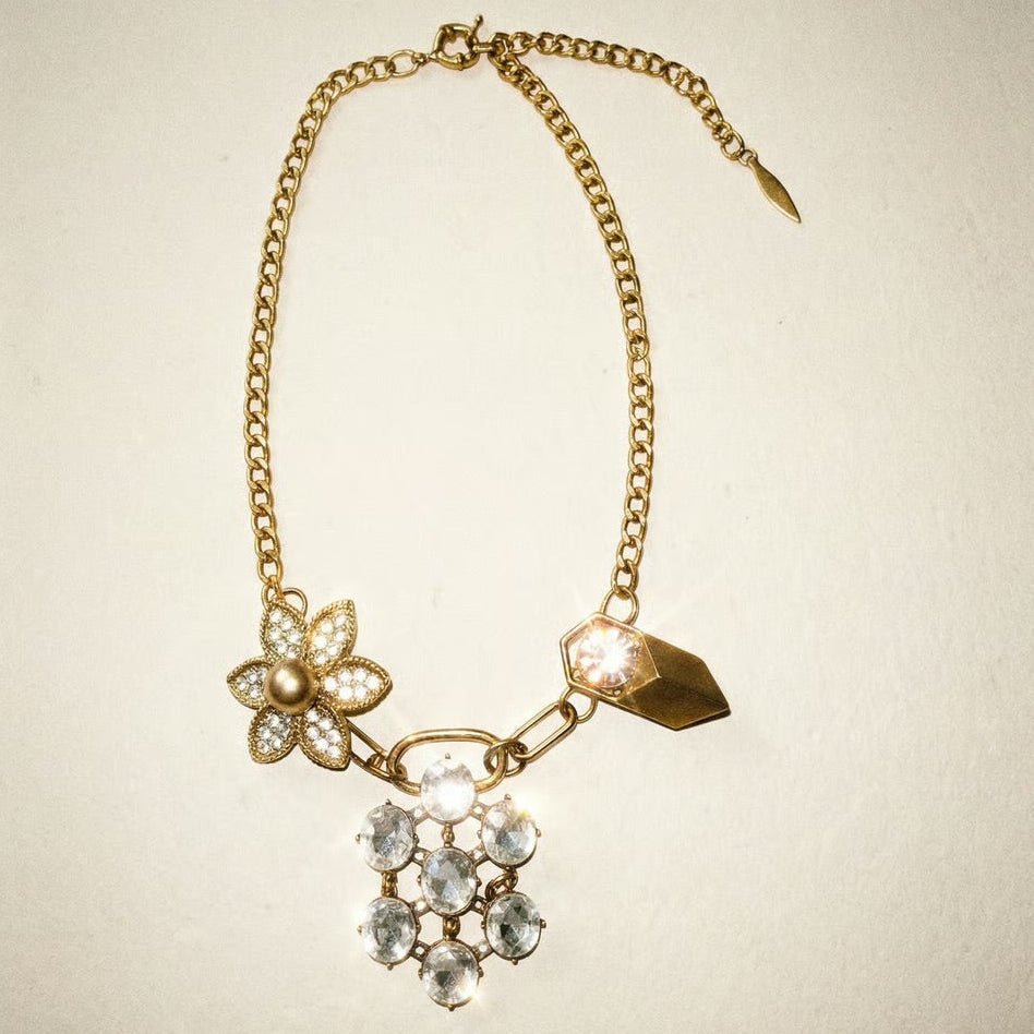 Vintage Bespoke Gold Flower Necklace - Necklace