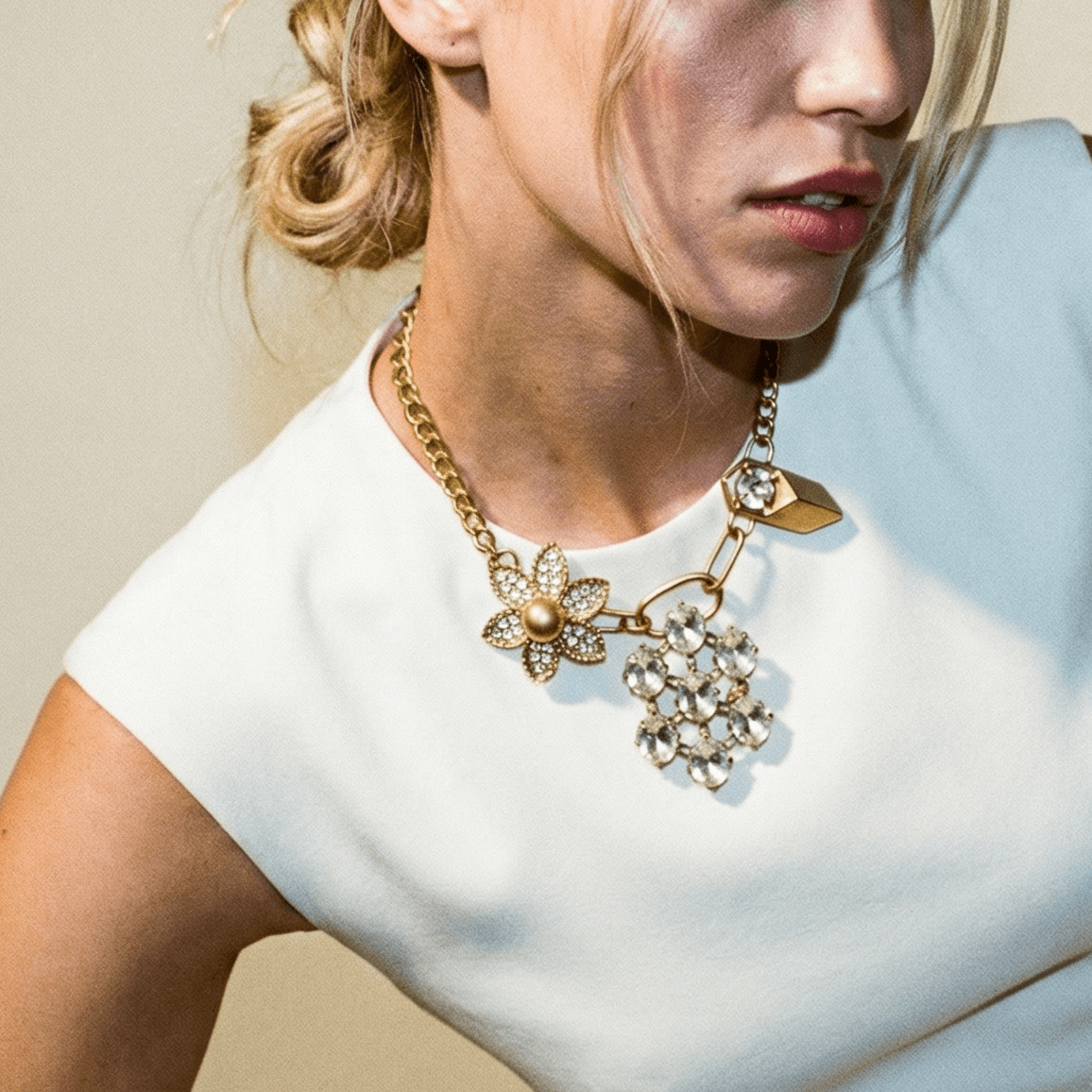 Vintage Bespoke Gold Flower Necklace - Necklace