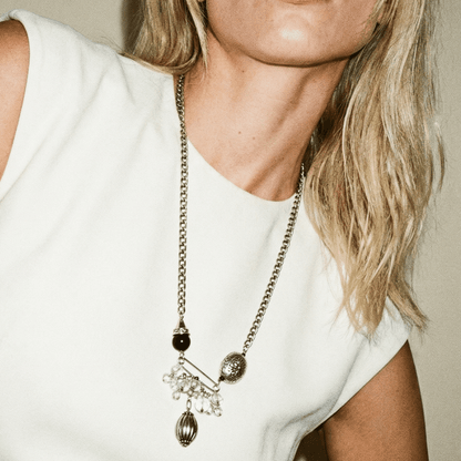 Vintage Bespoke Gunmetal Silver Necklace - 