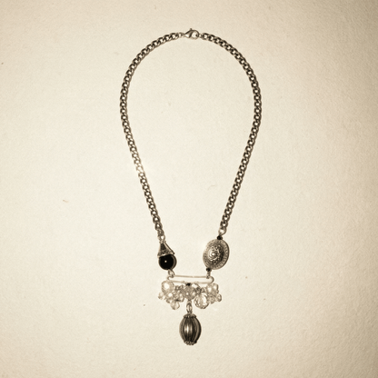 Vintage Bespoke Gunmetal Silver Necklace - 