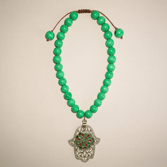 Vintage Bespoke Hamsa 925 Hand Necklace - 