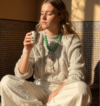 Vintage Bespoke Hamsa 925 Hand Necklace - 