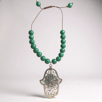 Vintage Bespoke Hamsa 925 Hand Necklace - 