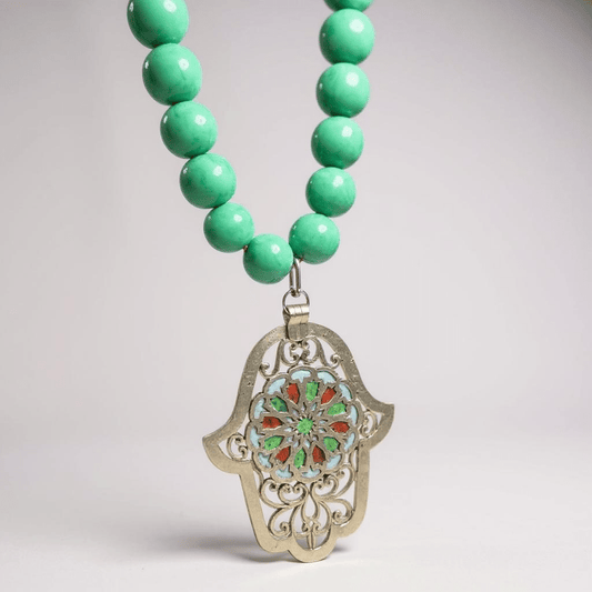 Vintage Bespoke Hamsa 925 Hand Necklace - 