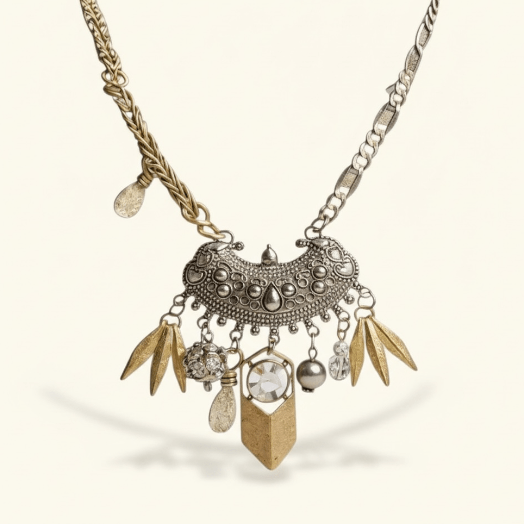 Vintage Bespoke Silver Gold Necklace - Necklace