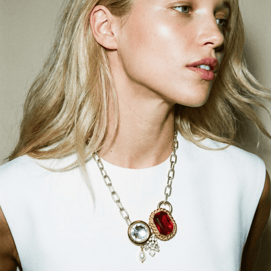 Vintage Bespoke Sterling Silver and Hot Pink Necklace - Necklace