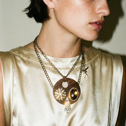 Vintage Bespoke Wood Statement Necklace - Necklace