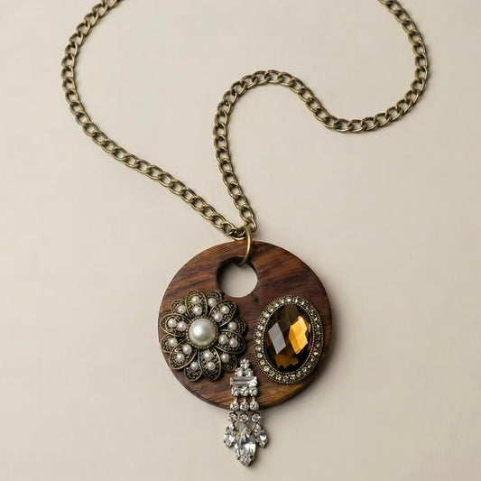 Vintage Bespoke Wood Statement Necklace - Necklace