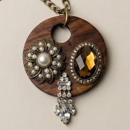 Vintage Bespoke Wood Statement Necklace - Necklace