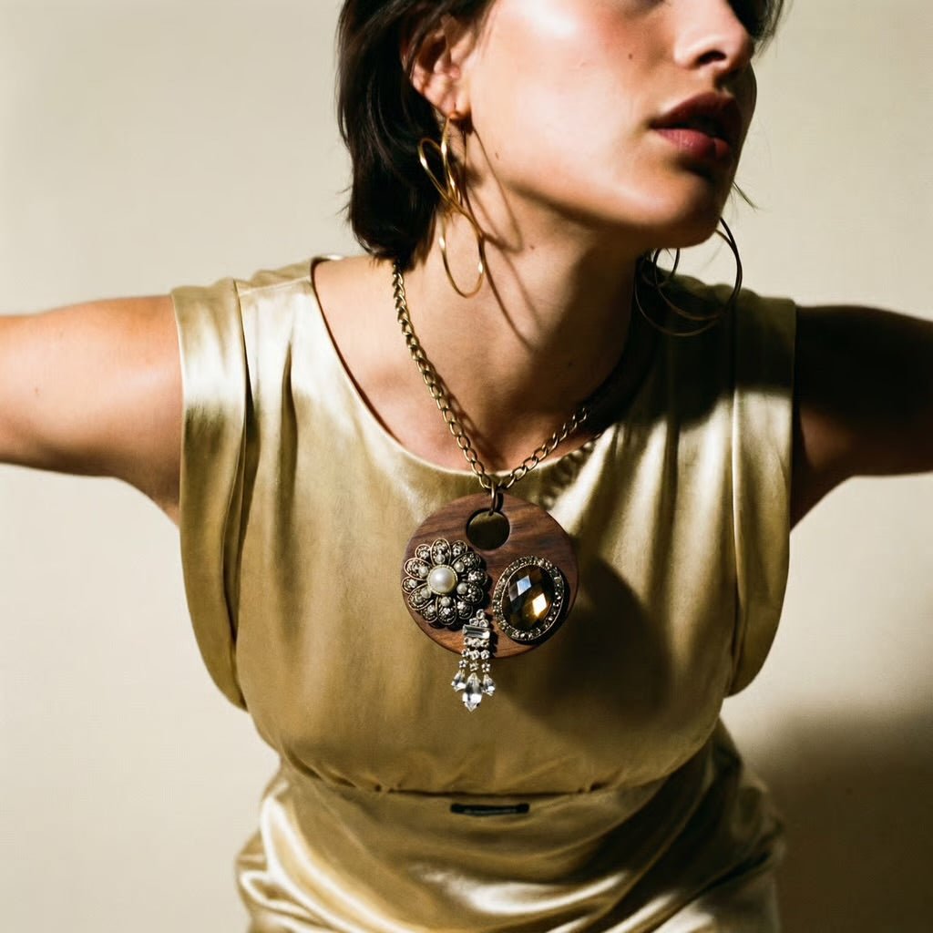 Vintage Bespoke Wood Statement Necklace - Necklace
